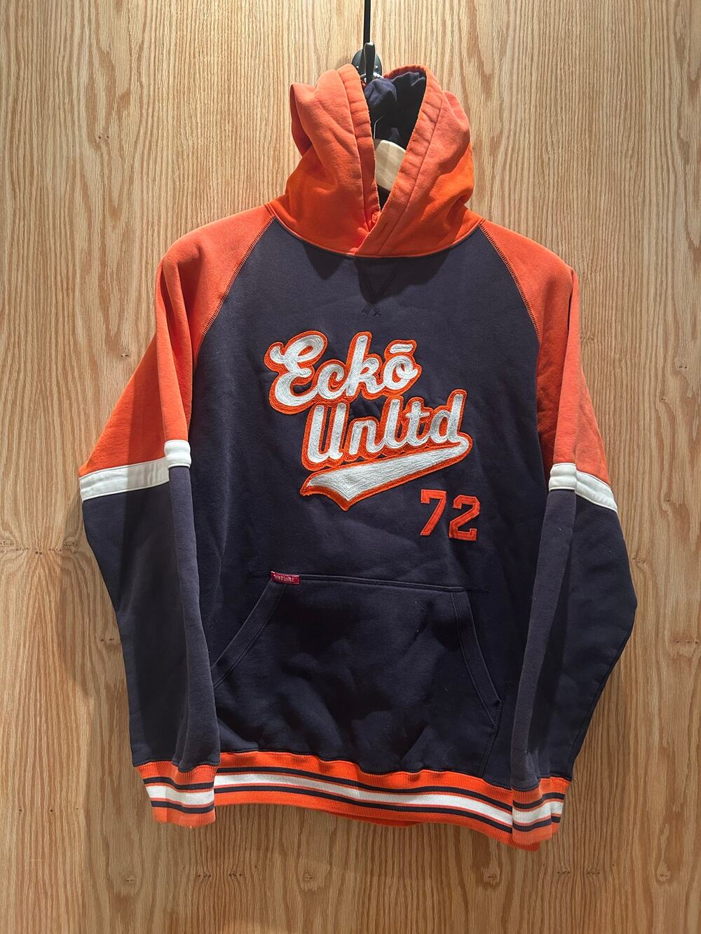 Vintage 1990s Ecko Hoodie Streetwear Blue Orange Men's Medium Pullover 72